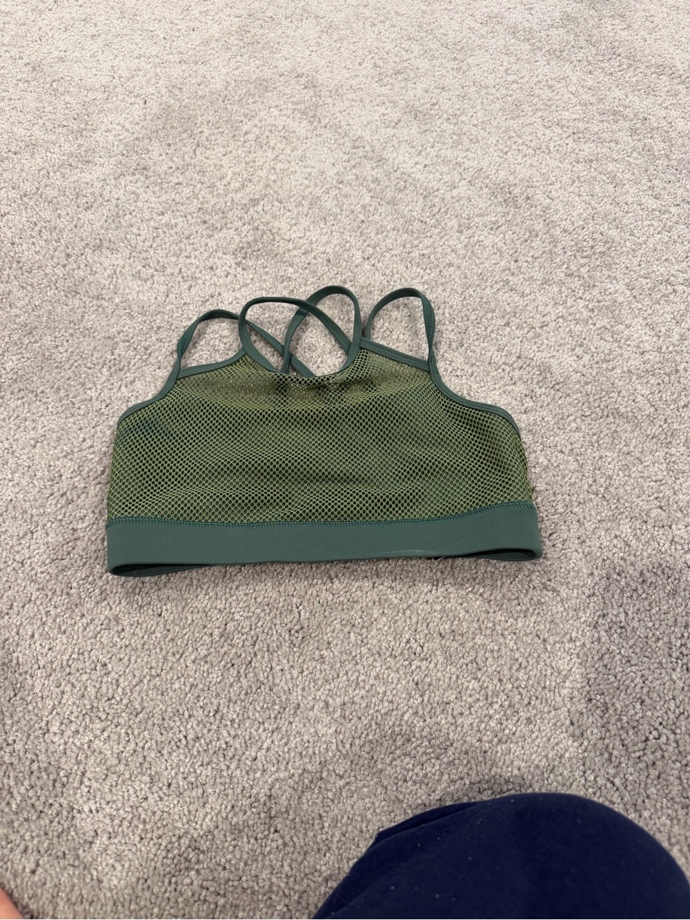 Til You Collapse Olive Green Mesh Strappy Sports Bra